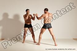 Underwear Fighting Man - Man White Moving poses Muscular Short Brown Dynamic poses Academic